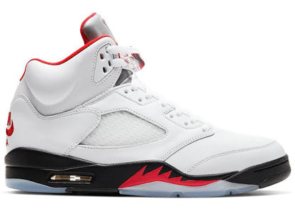 Jordan 5 Retro Vermelho Fogo Língua Prateada 