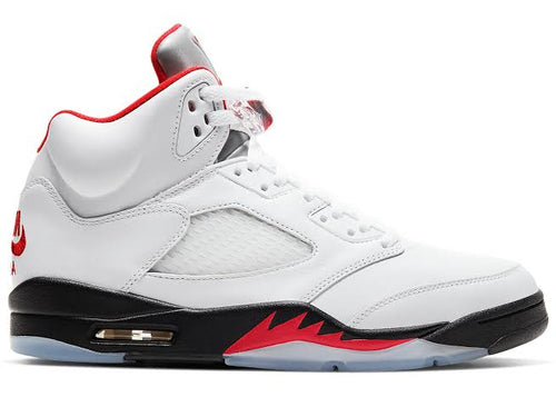 Jordan 5 Retro Vermelho Fogo Língua Prateada 