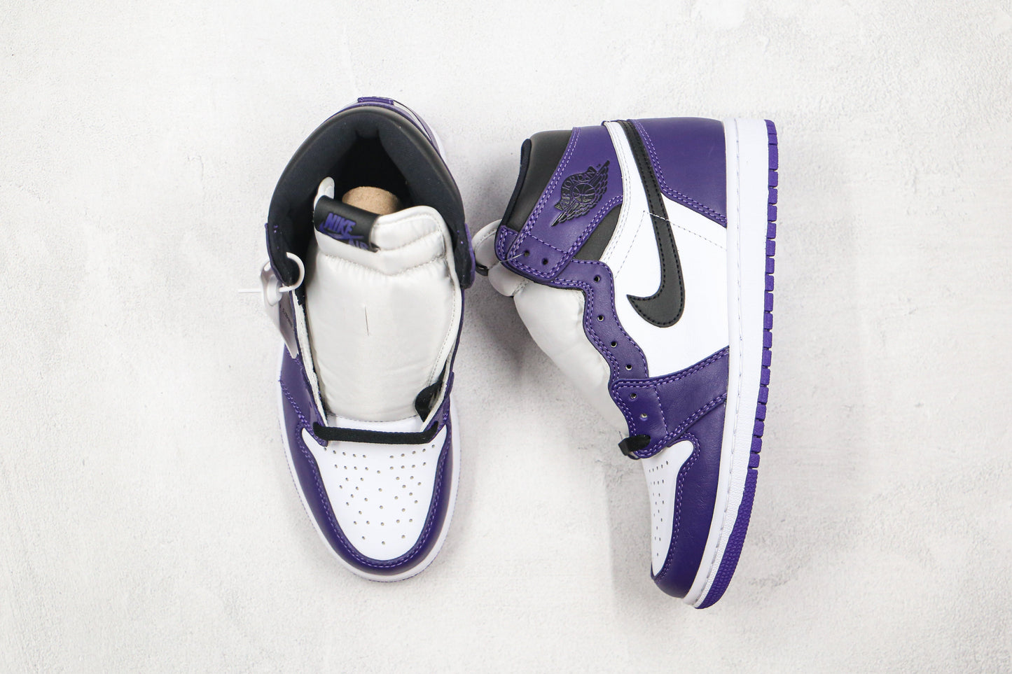 Jordan 1 Retro High Court Roxo Branco 