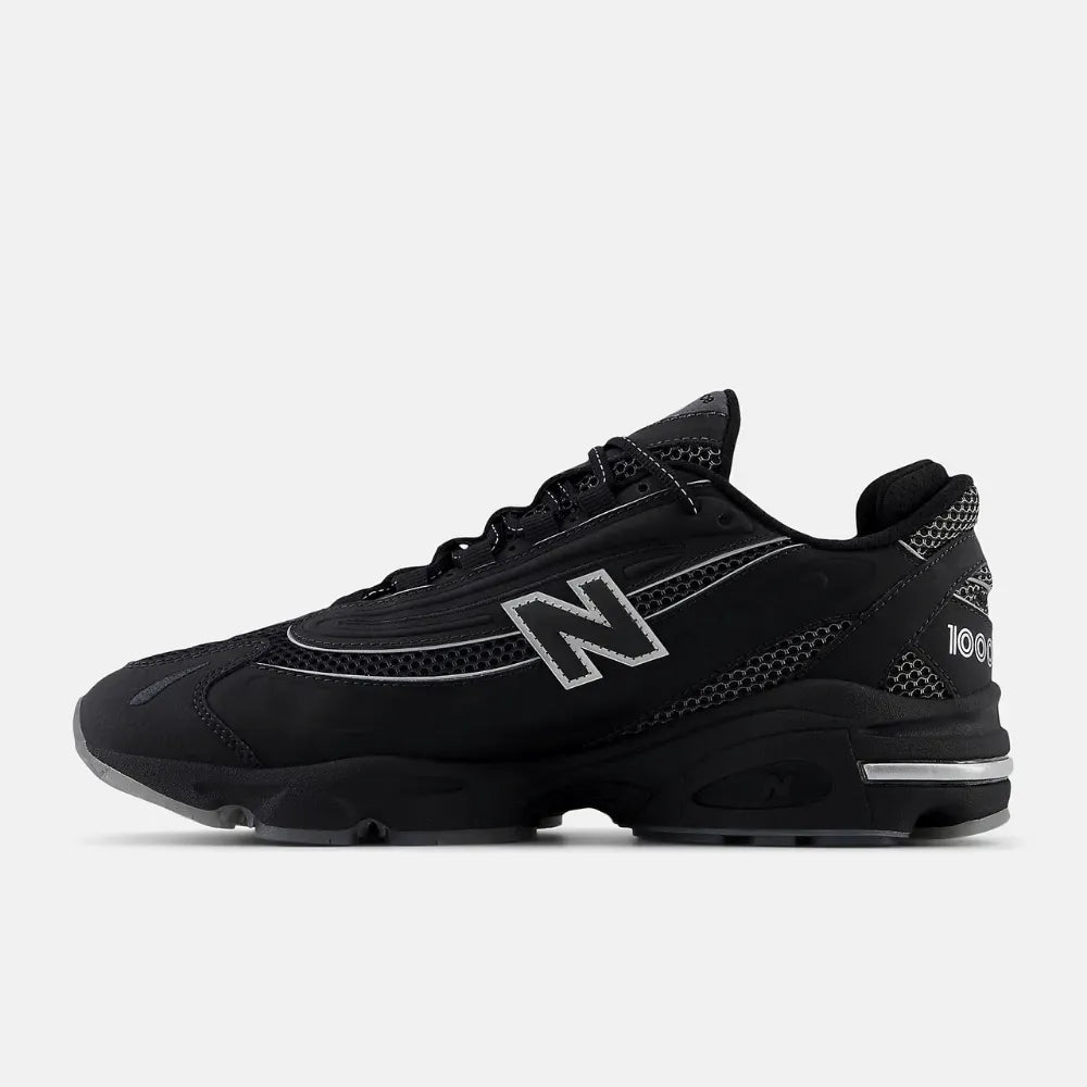 New Balance 1000 Preto Branco Prata Metálico