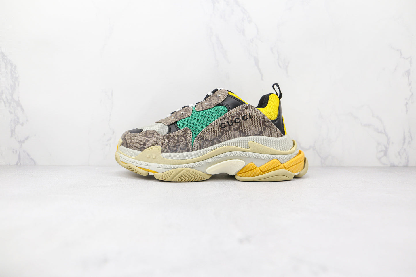 Gucci X Balenciaga The Hacker Project Triple S Bege Verde Amarelo 