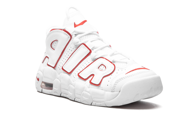 Nike Air More Uptempo Branco com Contorno Vermelho Universitário