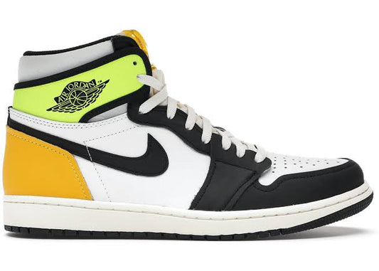 Jordan 1 Retro High Branco Preto Volt Dourado Universitário 