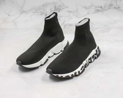 Tênis Balenciaga Speed ​​Graffiti Preto e Branco 