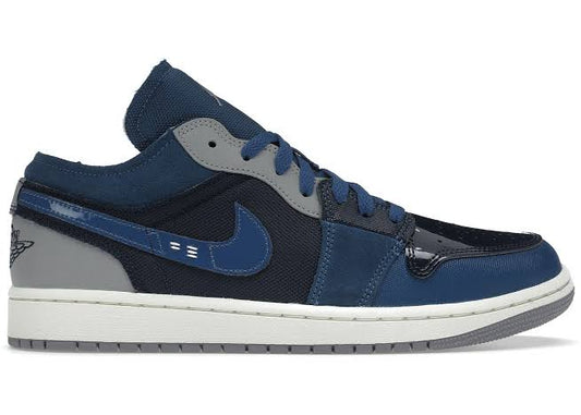 Jordan 1 Low SE Craft Obsidian Azul Francês Cinza Ardósia Branco 