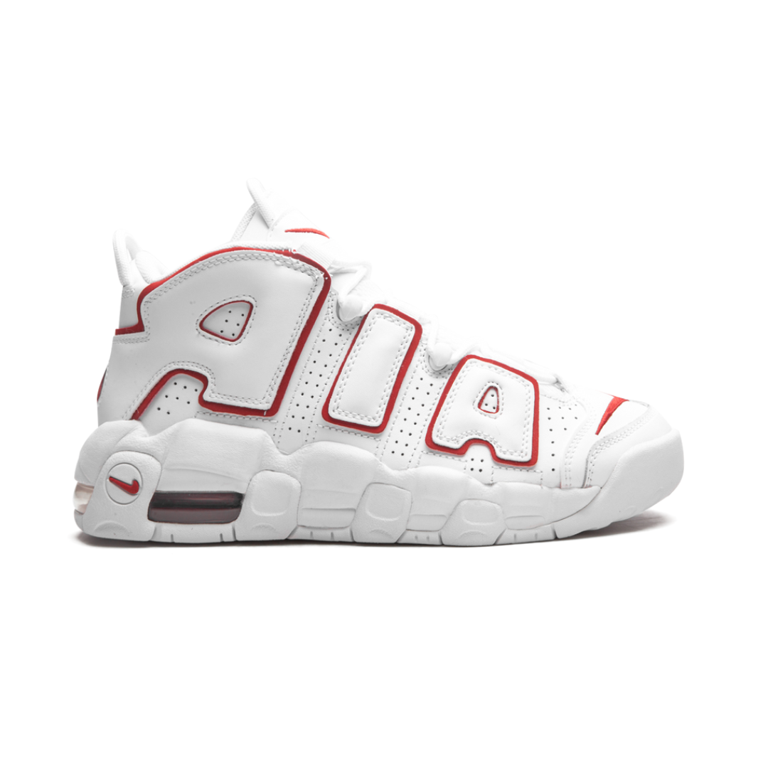 Nike Air More Uptempo Branco com Contorno Vermelho Universitário