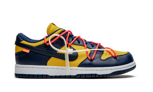 Nike Dunk Low Off White University Gold Azul Marinho