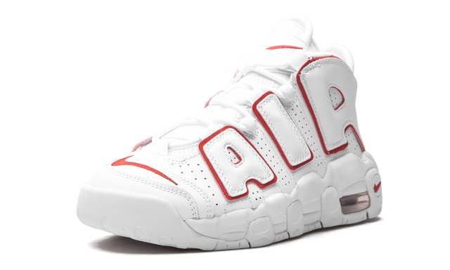 Nike Air More Uptempo Branco com Contorno Vermelho Universitário