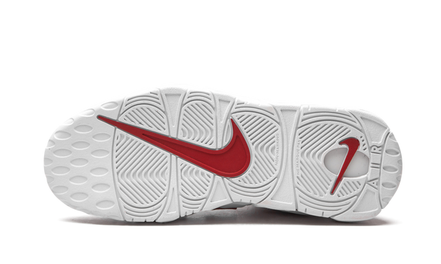 Nike Air More Uptempo Branco com Contorno Vermelho Universitário
